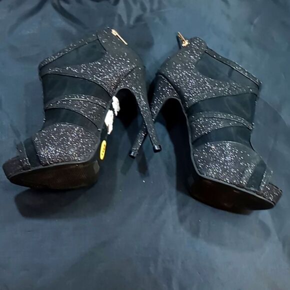 BRAND NEW GUESS WOMEN'S SEXY LACE GLITTER OPEN TOE ZIPPER HIGH HEEL SHOES - Picture 9 of 13
